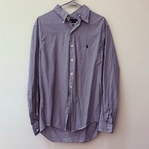 Ralph Lauren Purple and White Checkered Button Down Shirt